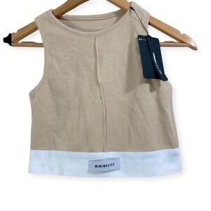 NWT OGL Minimalist women’s crop top Size M Color Tan/White